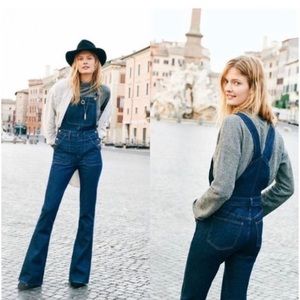 Madewell Flea Market Flare Overalls Denim Blue Size Medium